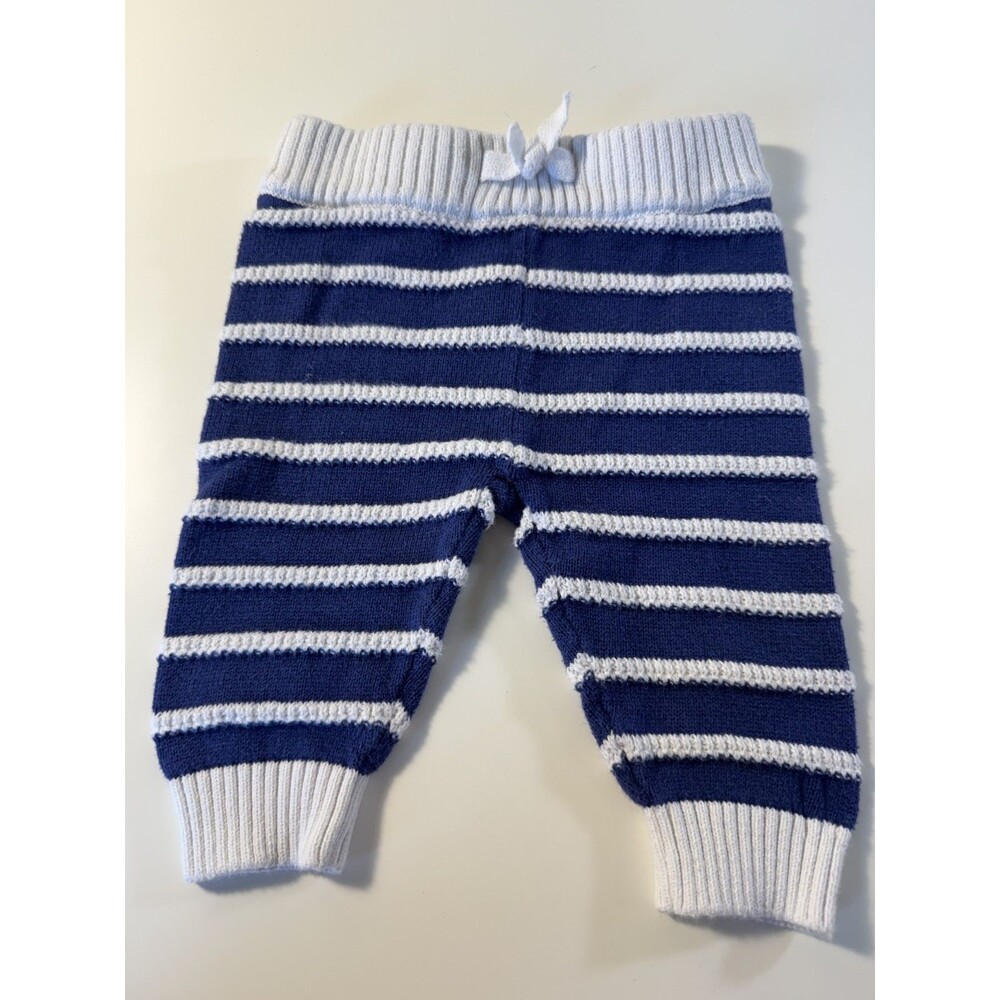 Janie & Jack Baby Boy Cotton Knit pants 0-3 months Navy & White Nautical Stripe